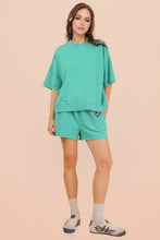 Load image into Gallery viewer, Mineral Washed Knit Casual Top &amp; Shorts: SEAFOAM
