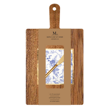 Load image into Gallery viewer, 14x8&quot; Acacia Board w/ Handle Gold Spreader, Timeless Napkin

