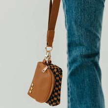 Load image into Gallery viewer, Wonderlust Woven Dual Pouch Wristlet: Brown Checkered
