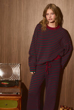 Load image into Gallery viewer, Striped Knit Sweater and Wide Leg Pant Set: GREEN-DK RED STRIPE / XS
