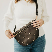Load image into Gallery viewer, Chic Gold Studded Westlyn Bum Bag: Black

