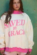 Load image into Gallery viewer, IT2594P-SAVEDBYGRACE | Saved by Grace Puff Print Sweatshirt: CREAM / PINK / S/M-L/XL (3-3)
