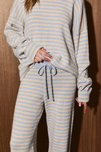 Load image into Gallery viewer, Striped Knit Sweater and Wide Leg Pant Set: GREEN-DK RED STRIPE / XS
