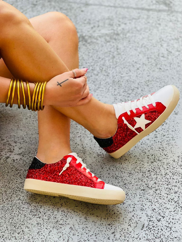 Red Glitter Sneakers