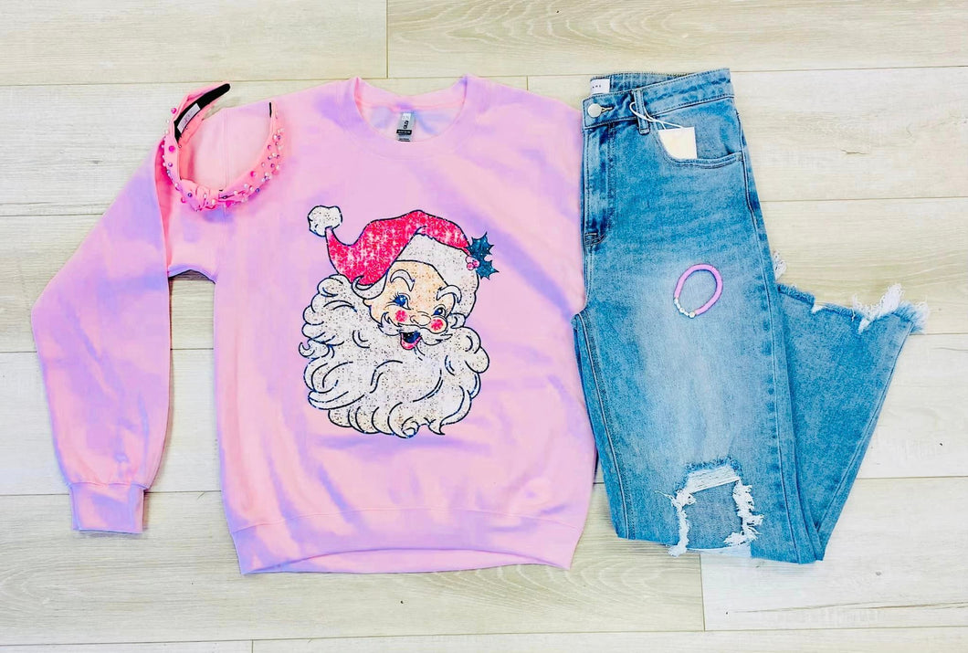 pink santa crewneck