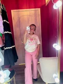 pink wide leg jean