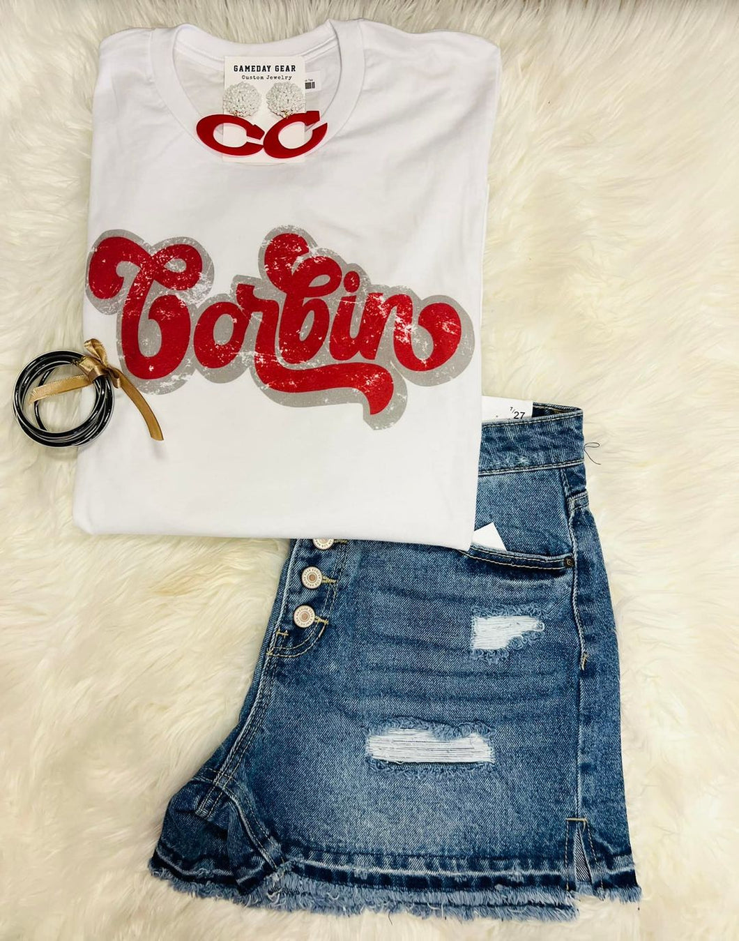 Corbin Distressed White Soft tee