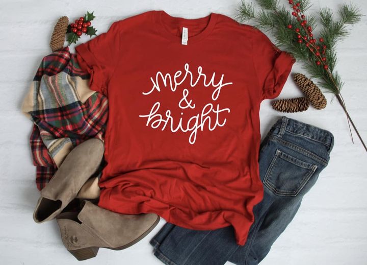 Red Soft Tee Merry & Bright